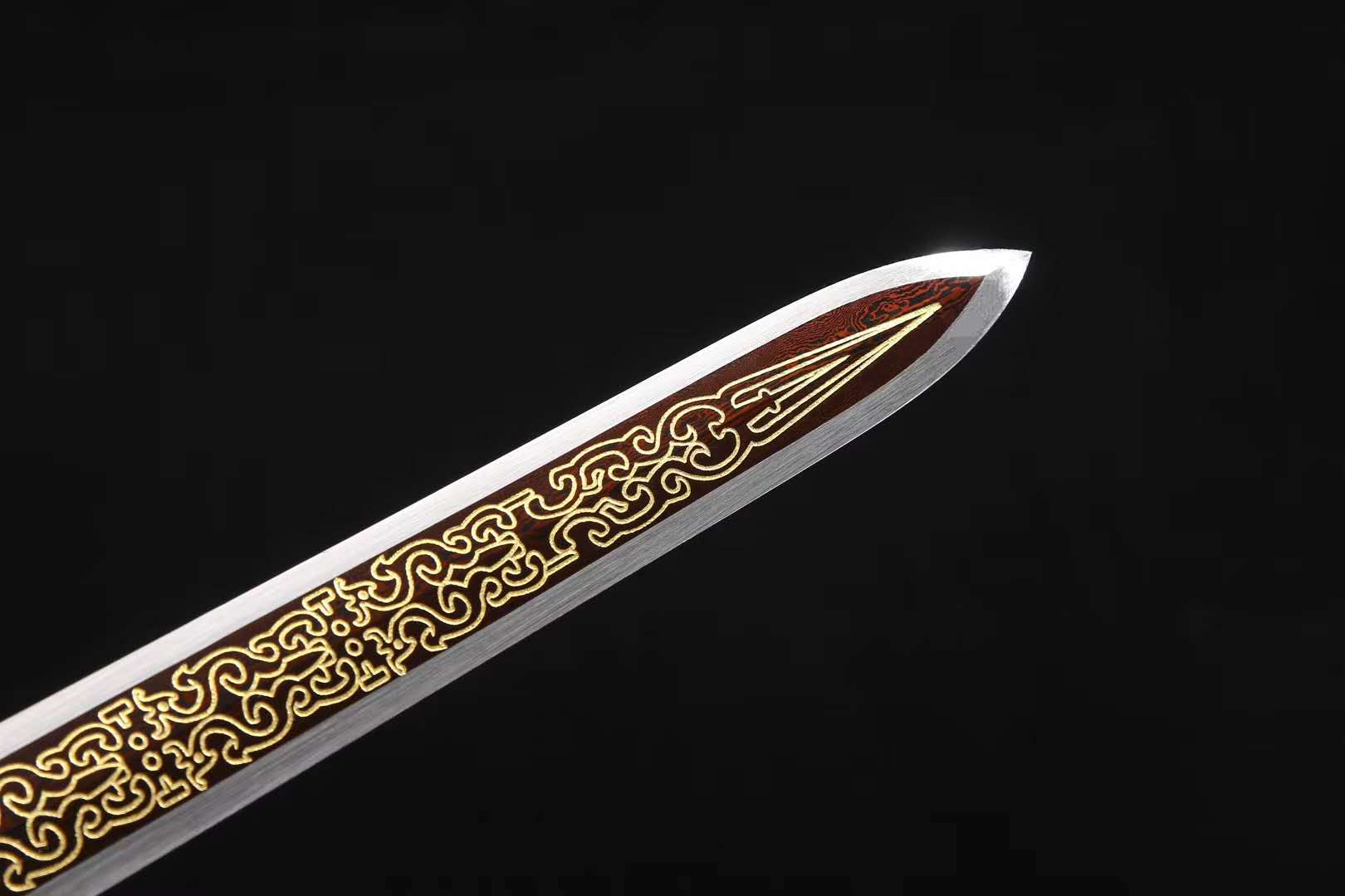 双龙汉剑花纹钢兰花款